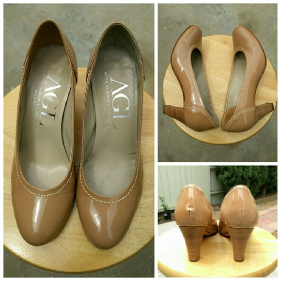 AGL Attilio Giusti Leombruni Size 38. 5 Nude Heels