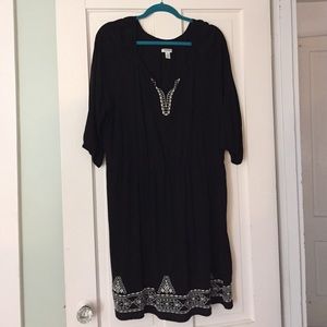 3/4 Sleeve Peasant Dress with Embroidery