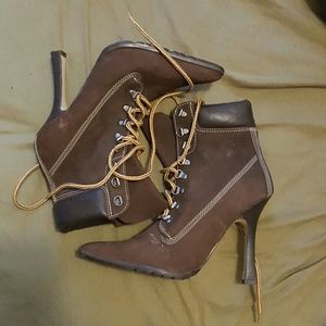 Stiletto lace up boots
