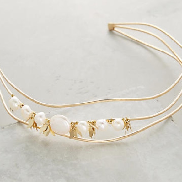 ANTHROPOLOGIE FRESHWATER PEARL FLUTTER HEADBAND