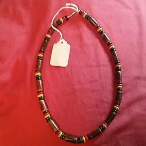 Rasta wood bead necklace