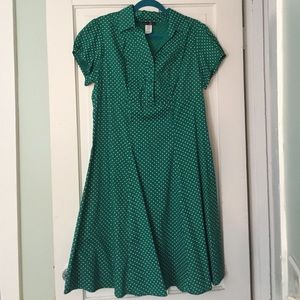 Green/White Polka Dot Modcloth Hepcat Dress