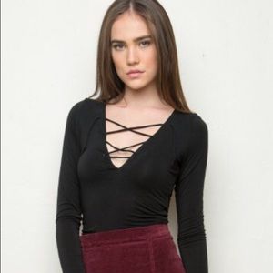Brandy Melville Criss Cross Lace Up Top