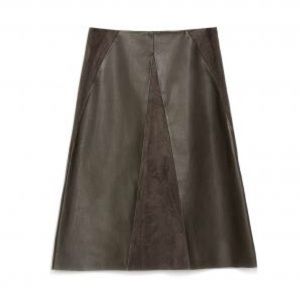 Zara olive faux suede leather A line skirt. XS.