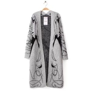 Gray V neck Rabbit Fur Cardigan