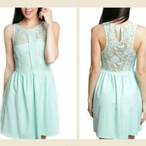 Zara Trafuluc Mint Green See Through Back Dress