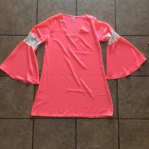Hot pink/ white lace shirt