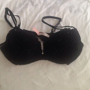 Black lace Swarovski crystal Victoria Secret Bra