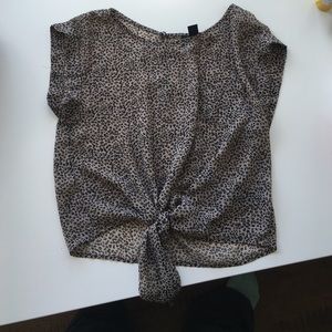 Forever 21 Sheer cheetah tie front crop top