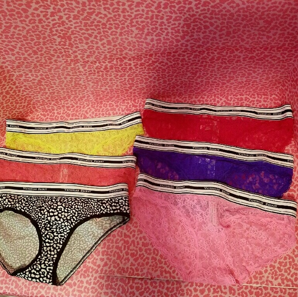 6 Victorias Secret Logo Band Panties NWT