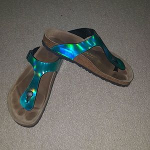 Teal metallic Birkenstocks