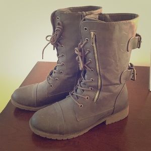 Brown combat boots