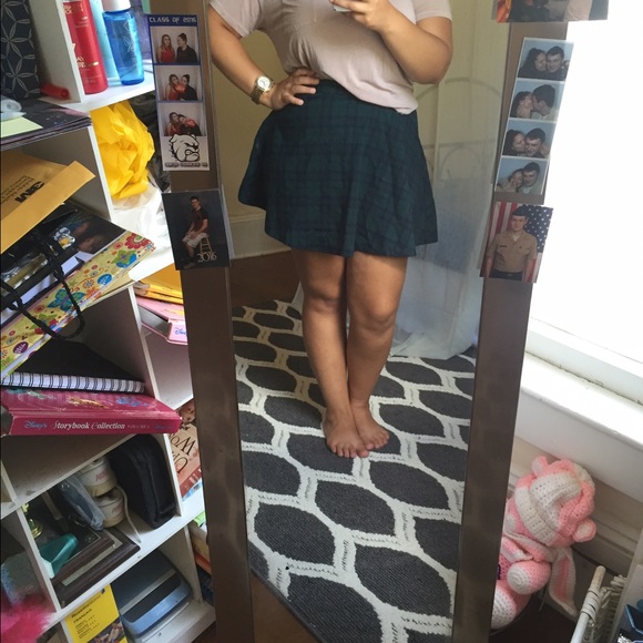 Forever 21 Plaid Green Skater Skirt
