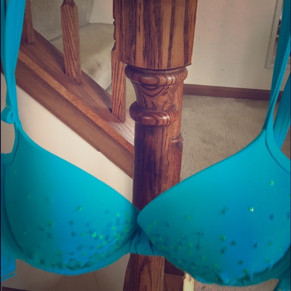 Aerie aqua sparkle bikini top