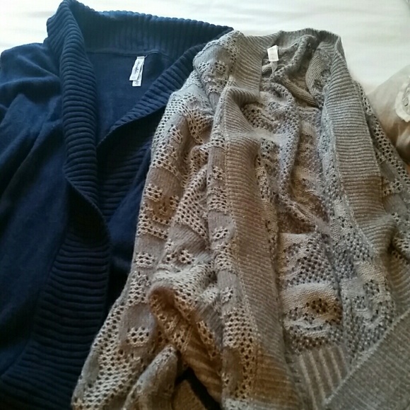 2 open front sweaters! 1 with skull pattern