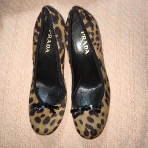 Leopard Prada heels with black bow