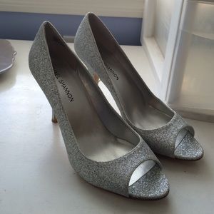 Michael Shannon silver sparkle high heels size 10