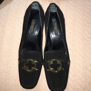 Louis Vuitton Black & Gold heeled loafer