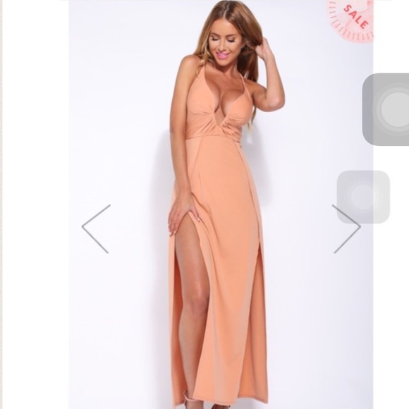 Peach Deep V (Prom?) Dress. Never worn.