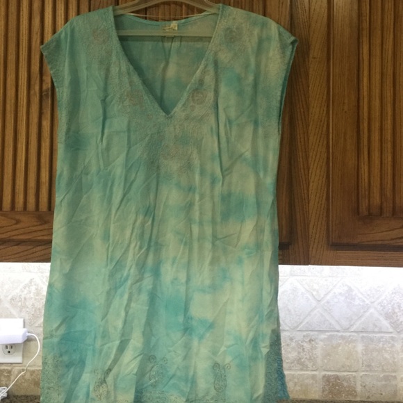 Turquoise/white swim cover up