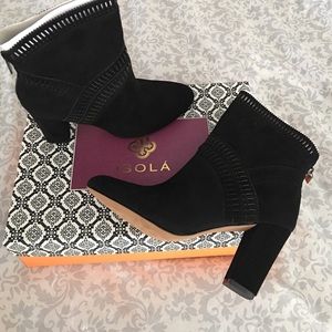 New With Box Isola Black Suede Booties