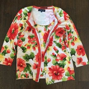 Floral silk sweater set