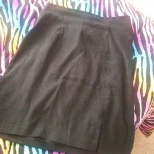 Suede Black Knee Length Skirt