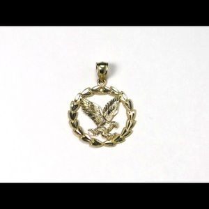 14k Yellow Gold American Eagle Charm Pendant