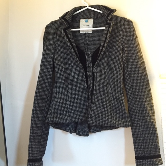 Anthropologie tweed velvet wool cardigan blazer