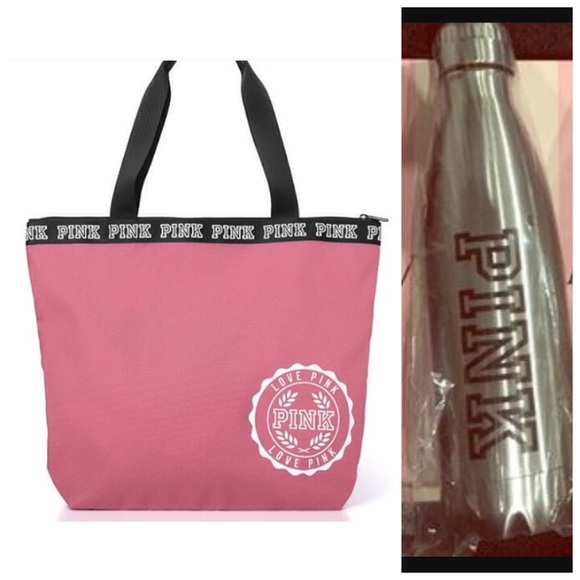 New PINK Begonia tote/Bottle set