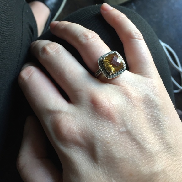 Real stone and diamond ring