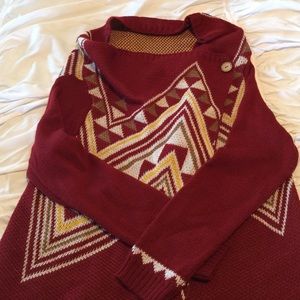 Wrap cardigan sweater with tribal print