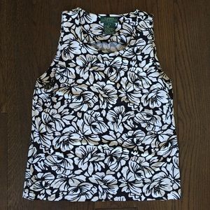 Petite large floral sleeveless blouse