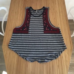 Red, blue and grey Free People tank top