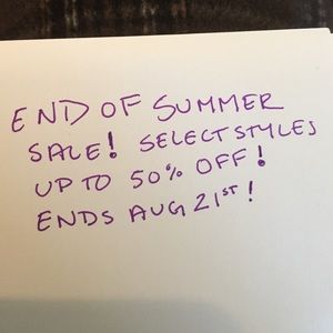 END OF SUMMER SALE! SELECT STYLES UP TO 50% OFF