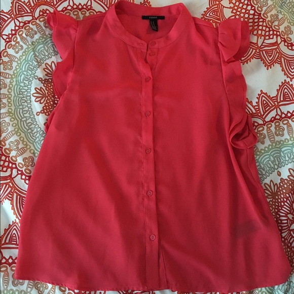 Coral Tank Top with Flutter Sleeves