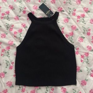 High neck cropped tank