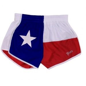 Tyler's Texas flag shorts