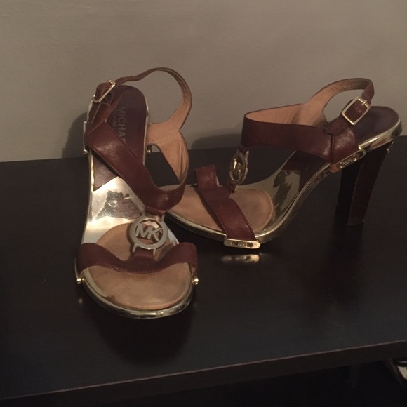 Tan and gold Michael Kors heels