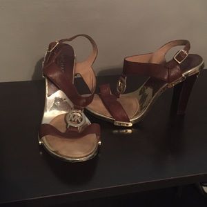 Tan and gold Michael Kors heels