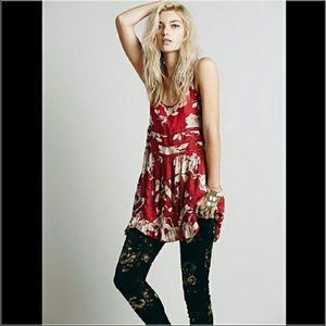 NWT free people trapeze Red floral combo Sz S