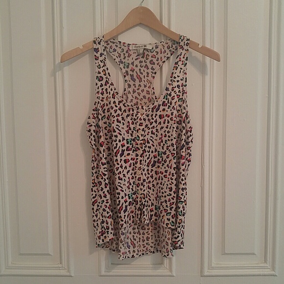 Fun printed racer-back crop top