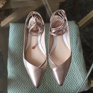 Rose gold lace up flats