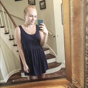 Blue polka dot mini dress