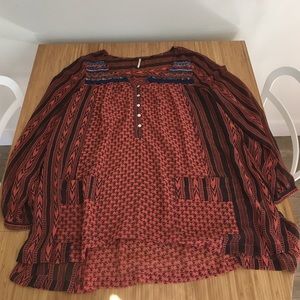 Boho free people blouse with beading