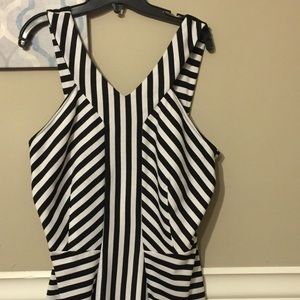 Black and white strip Torrid peplum top