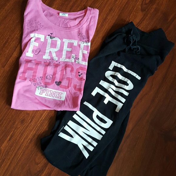 PINK free hugs tee and sweat pants!