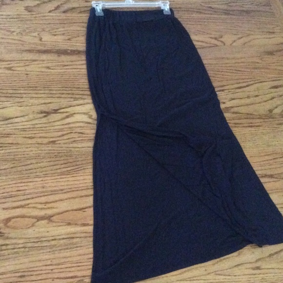 Navy blue elastic waist maxi skirt - Picture 3 of 4