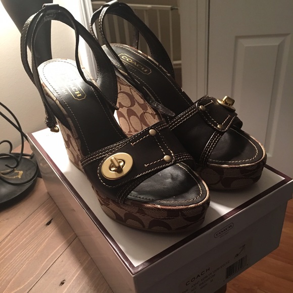 Coach Shoes - Coach monogram wedges