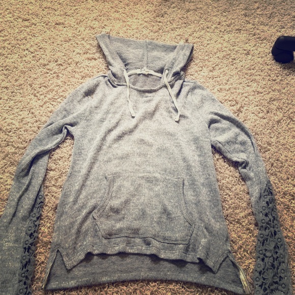 Grey cute lace sweater
